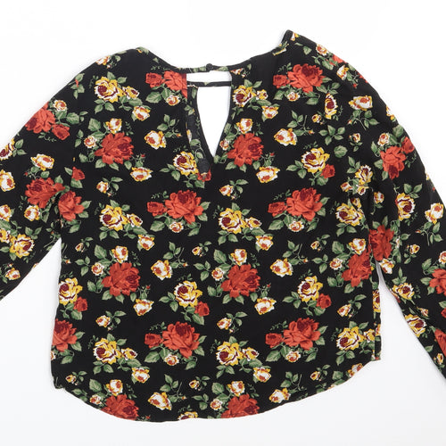H&M Womens Black Floral  Basic Blouse Size 10