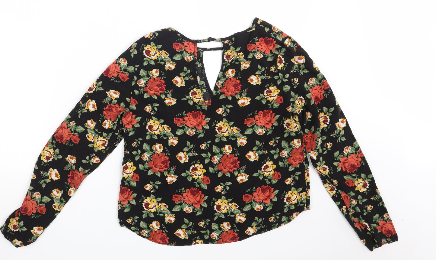 H&M Womens Black Floral  Basic Blouse Size 10