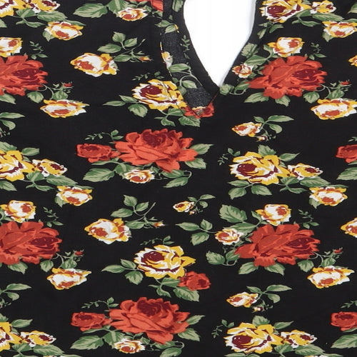 H&M Womens Black Floral  Basic Blouse Size 10