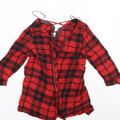 River Island Womens Red Check  Basic Button-Up Size 10