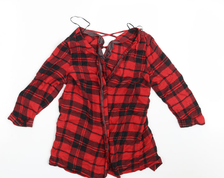 River Island Womens Red Check Basic Button-Up Size 10