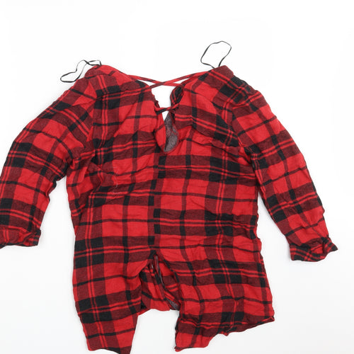 River Island Womens Red Check  Basic Button-Up Size 10