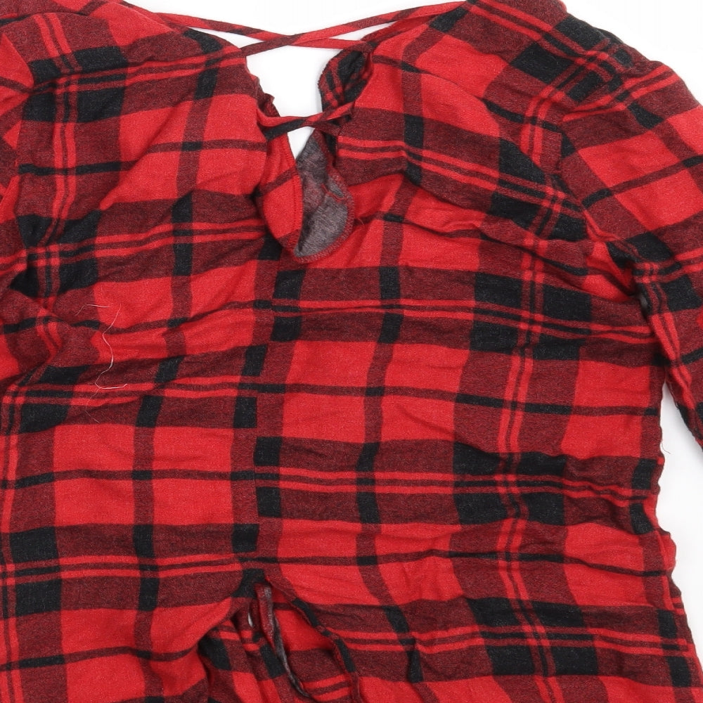 River Island Womens Red Check  Basic Button-Up Size 10