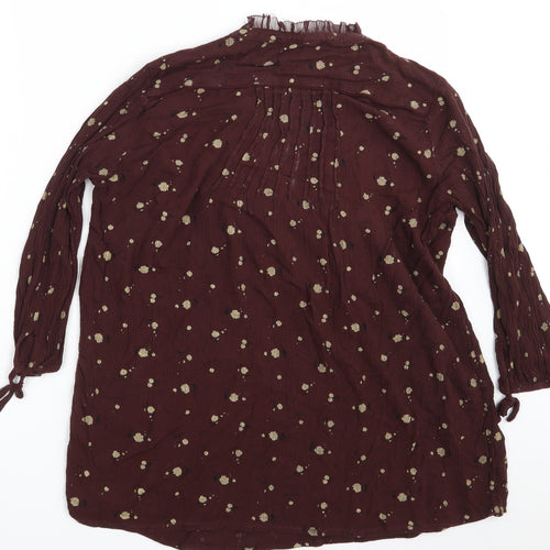 FAT FA Womens Brown Floral  Basic Blouse One Size