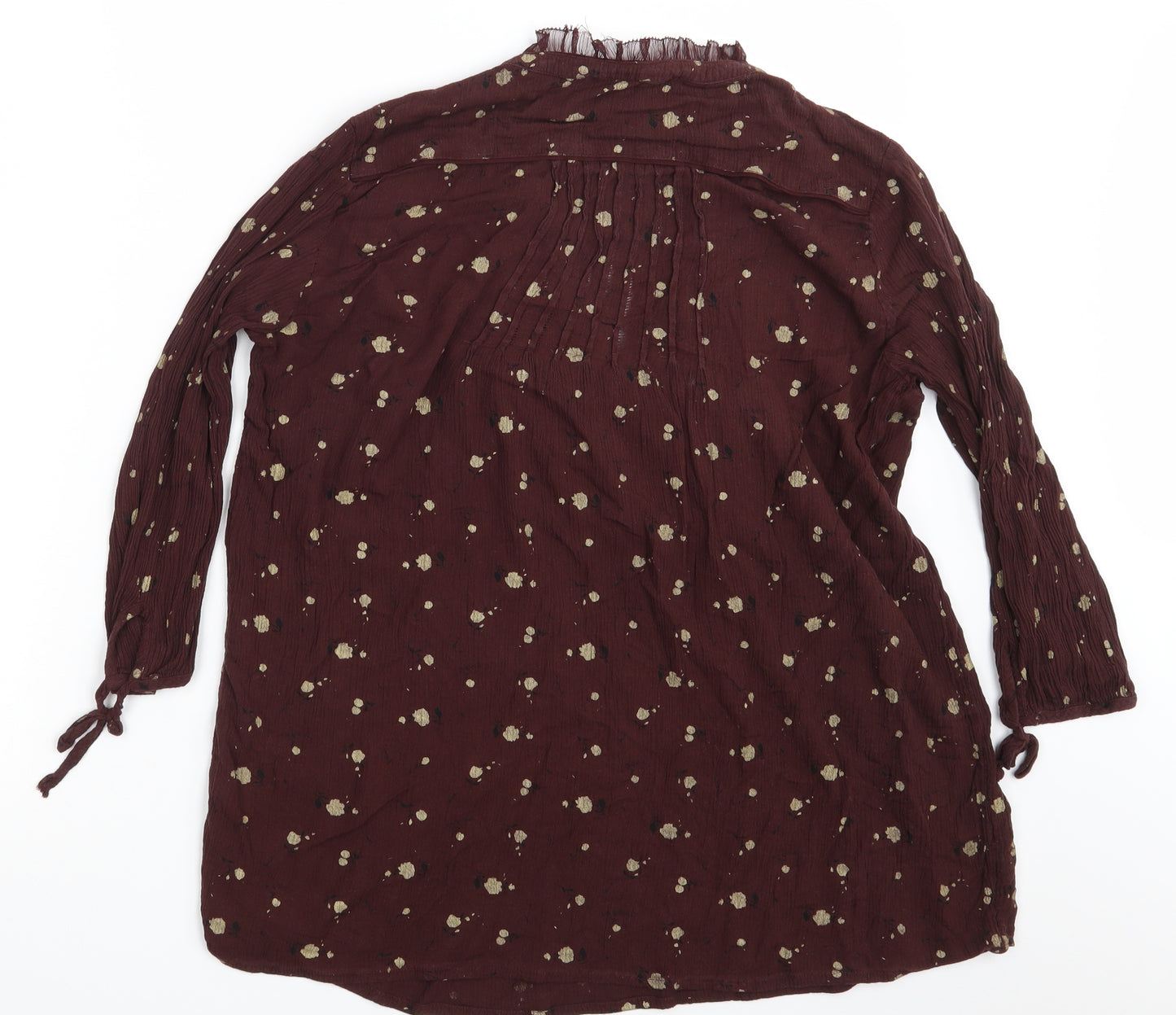 FAT FA Womens Brown Floral  Basic Blouse One Size