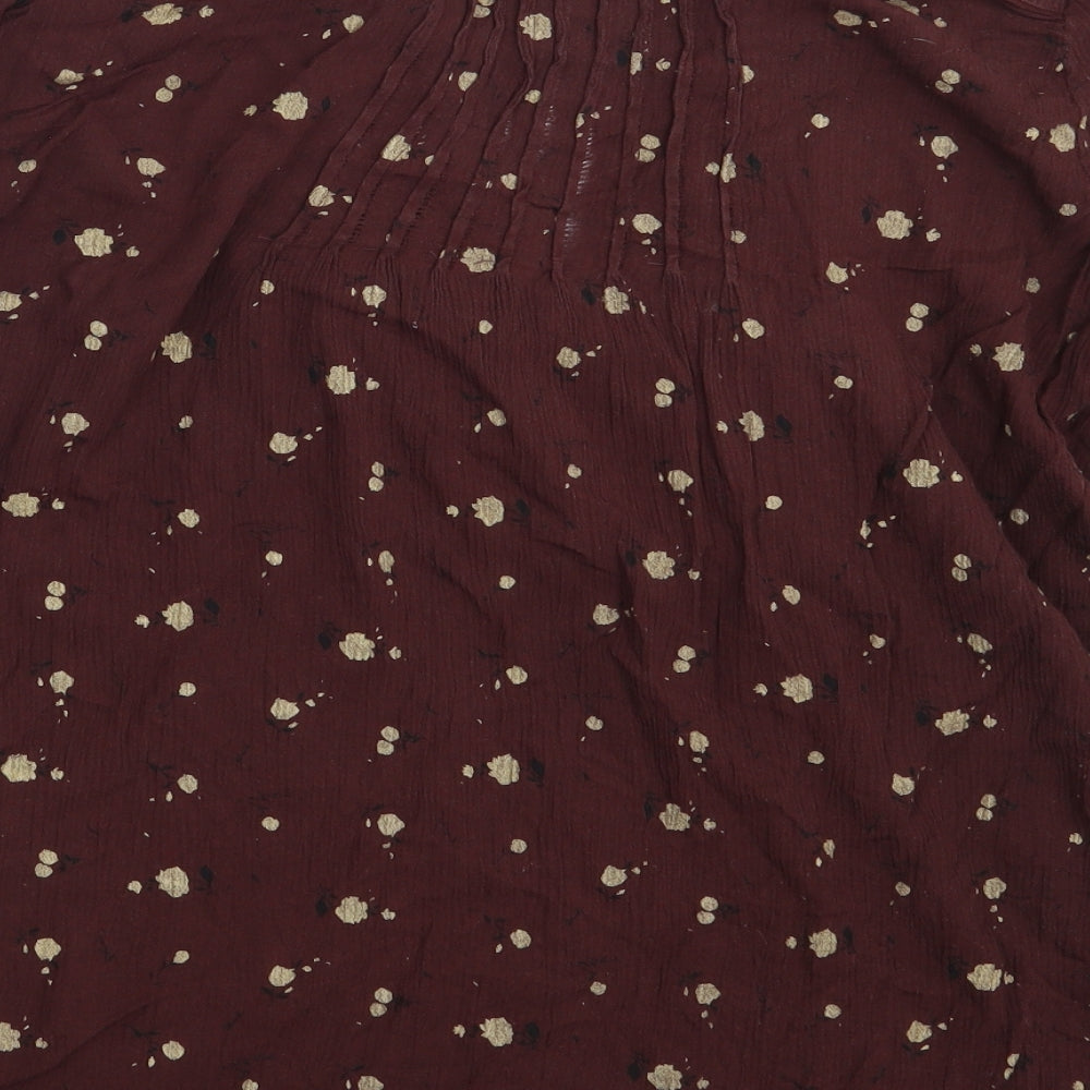 FAT FA Womens Brown Floral  Basic Blouse One Size