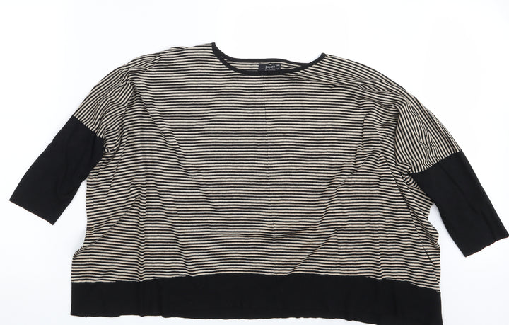 Papaya Womens Brown Striped  Pullover Sweatshirt Size M