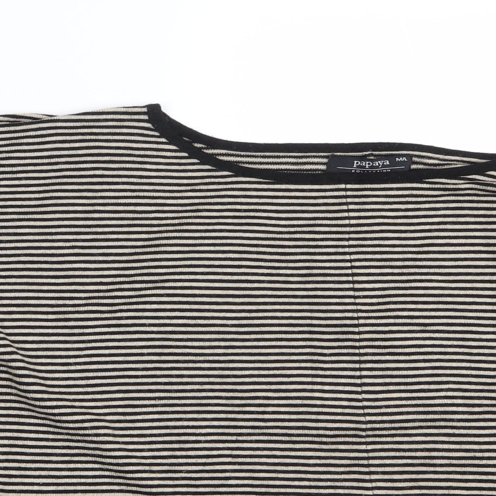 Papaya Womens Brown Striped  Pullover Sweatshirt Size M