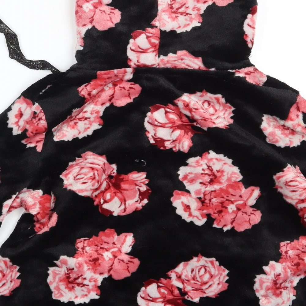 Studio Womens Black Floral  Full Zip Hoodie Size 8