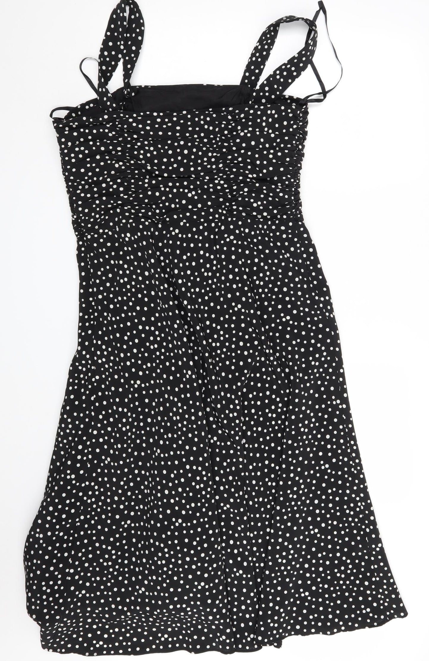 Preworn Womens Black Polka Dot  A-Line  Size 16