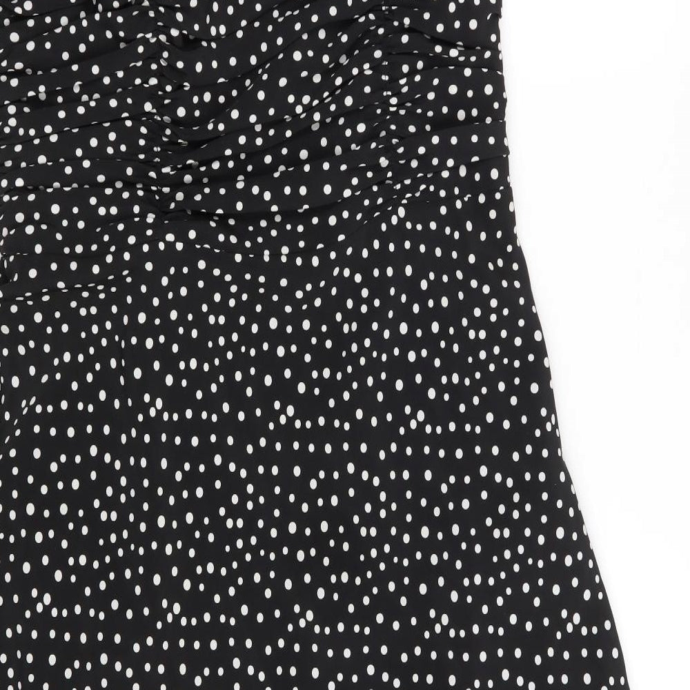 Preworn Womens Black Polka Dot  A-Line  Size 16