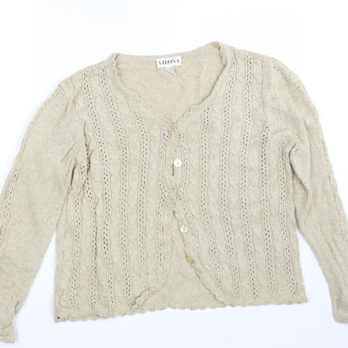 Vilona Moda Womens Beige   Cardigan Jumper Size 16