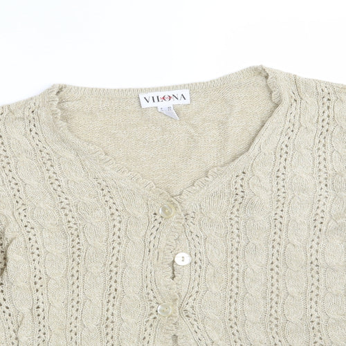 Vilona Moda Womens Beige   Cardigan Jumper Size 16