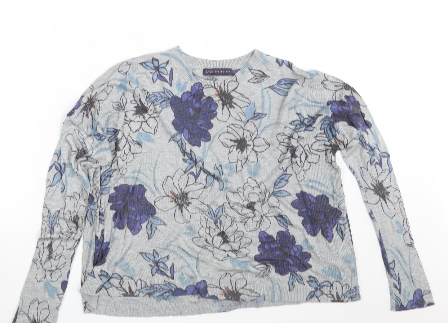 M&S Womens Grey Floral  Shrug Jumper Size 18