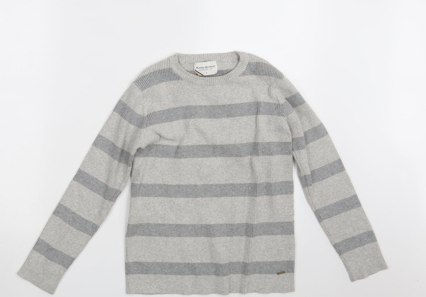 Rupert & Buckley Womens Grey Striped Knit Pullover Jumper Size 10