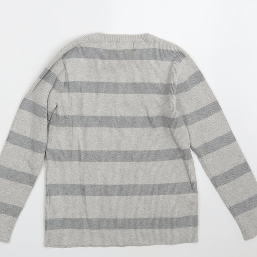 Rupert & Buckley Womens Grey Striped Knit Pullover Jumper Size 10