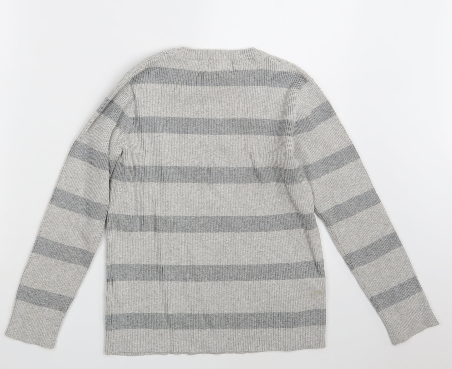Rupert & Buckley Womens Grey Striped Knit Pullover Jumper Size 10
