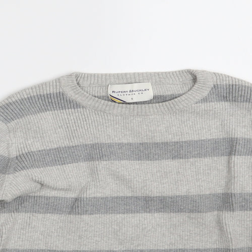 Rupert & Buckley Womens Grey Striped Knit Pullover Jumper Size 10
