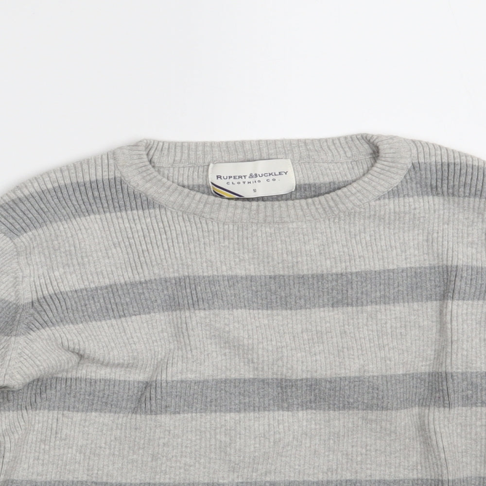 Rupert & Buckley Womens Grey Striped Knit Pullover Jumper Size 10