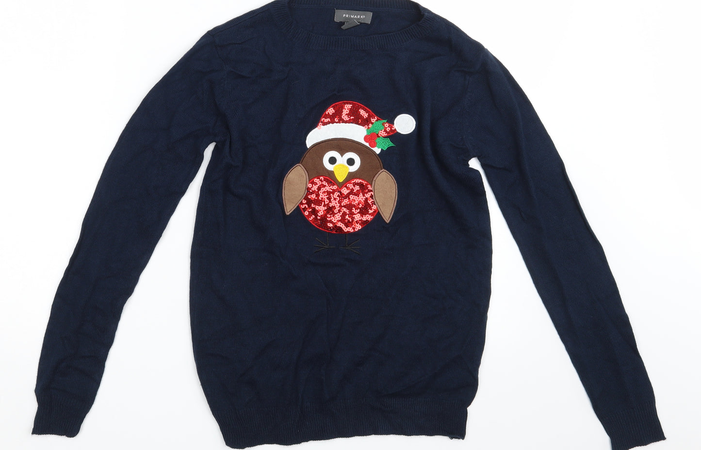 Primark Womens Blue   Pullover Jumper Size 4  - Seasonal Christmas Festive Holiday