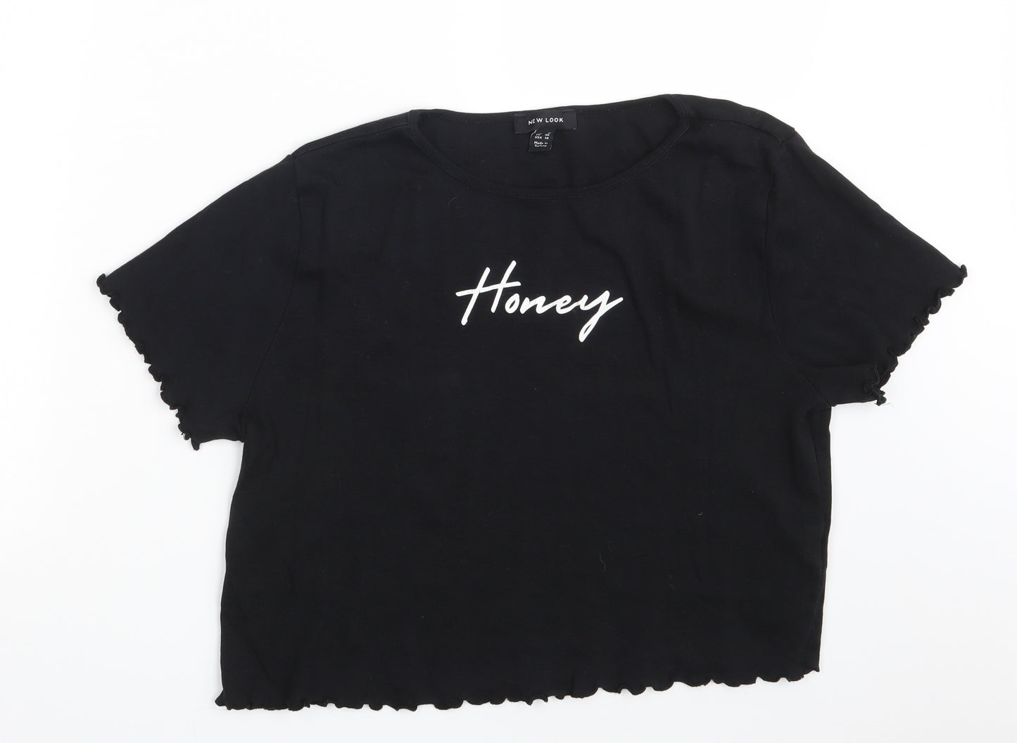 New Look Womens Black   Pullover Sweatshirt Size 18  - Croppped