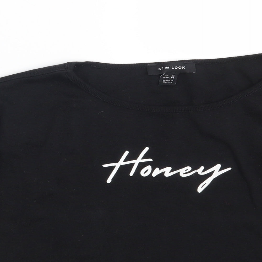 New Look Womens Black   Pullover Sweatshirt Size 18  - Croppped