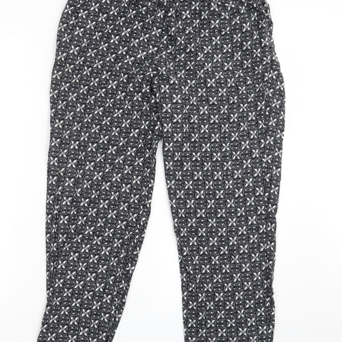 Bonmarché Womens Black Geometric  Trousers  Size 14 L20 in