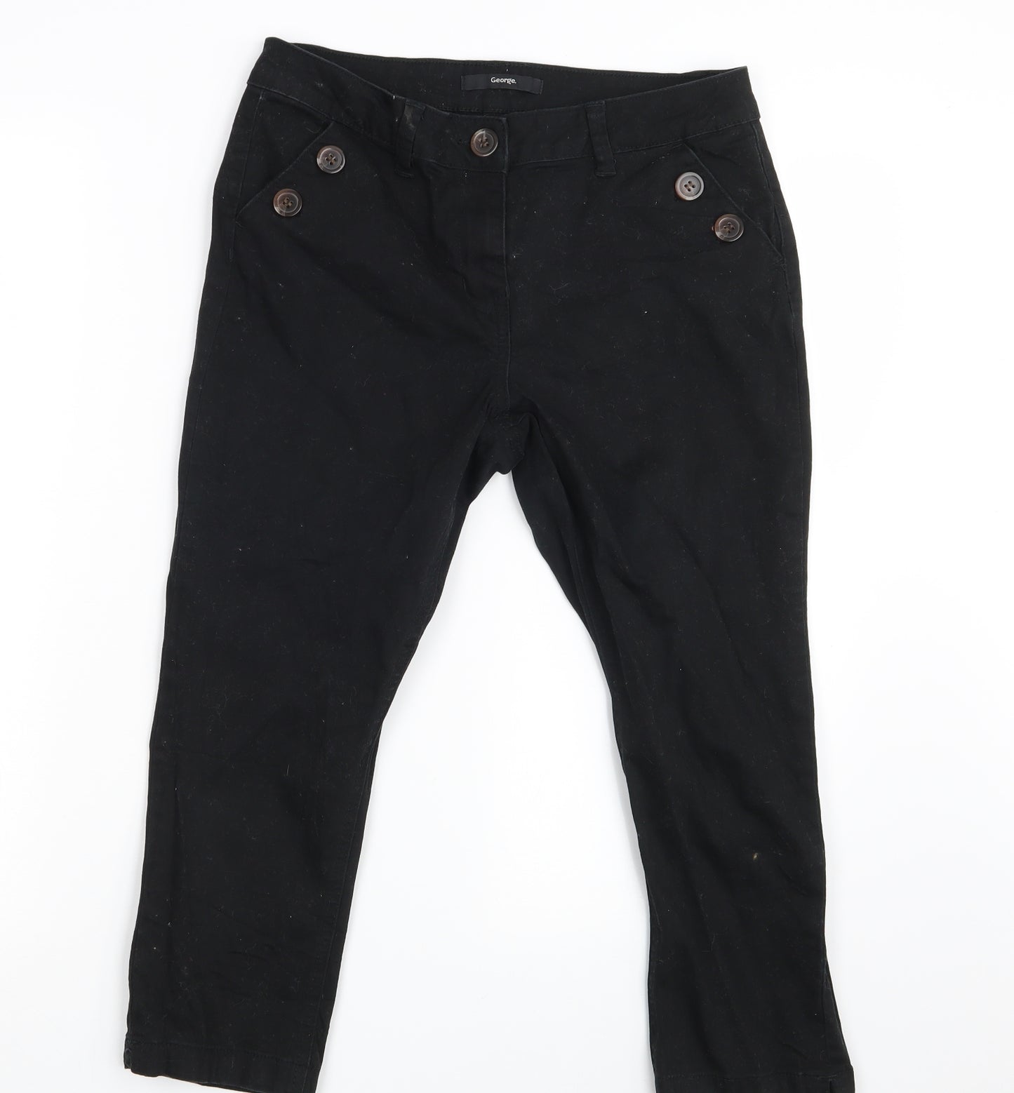 George Womens Black   Cropped Trousers Size 10 L20 in