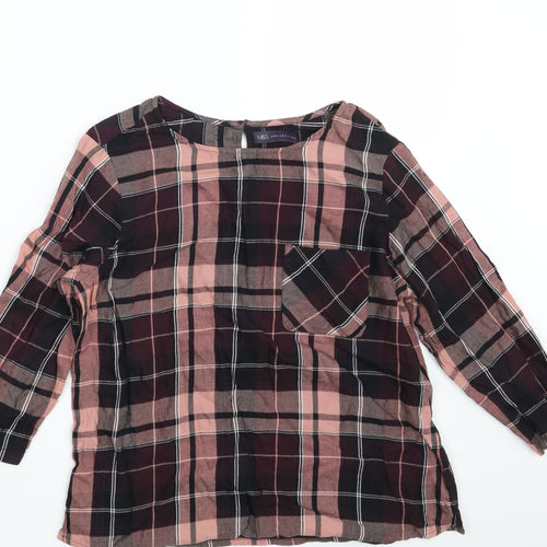 M&S Womens Brown Check  Basic Blouse Size 14