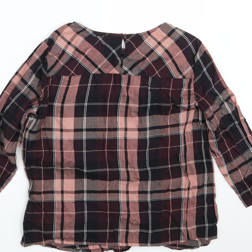 M&S Womens Brown Check  Basic Blouse Size 14