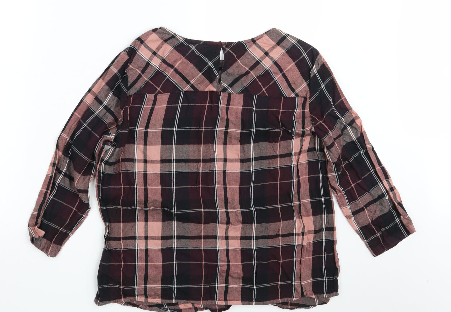 M&S Womens Brown Check  Basic Blouse Size 14