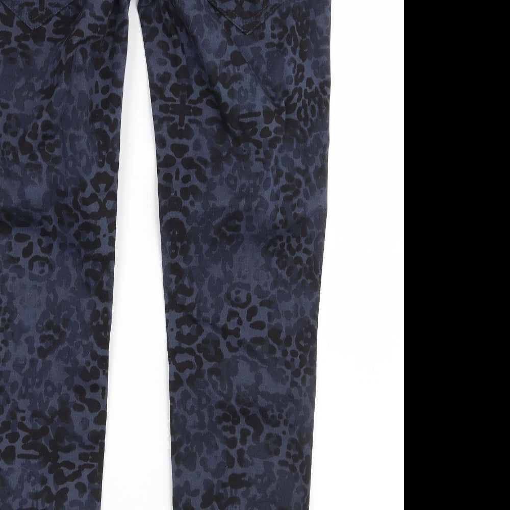 Ashley Brooke Womens Blue Animal Print Denim Skinny Jeans Size 10 L29 in