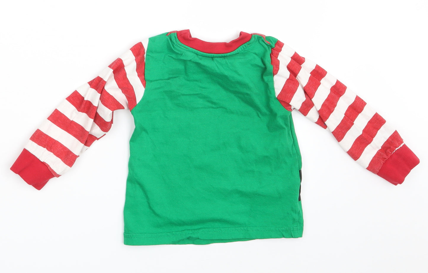 Made By Elves Boys Green Striped  Basic T-Shirt Size 2-3 Years