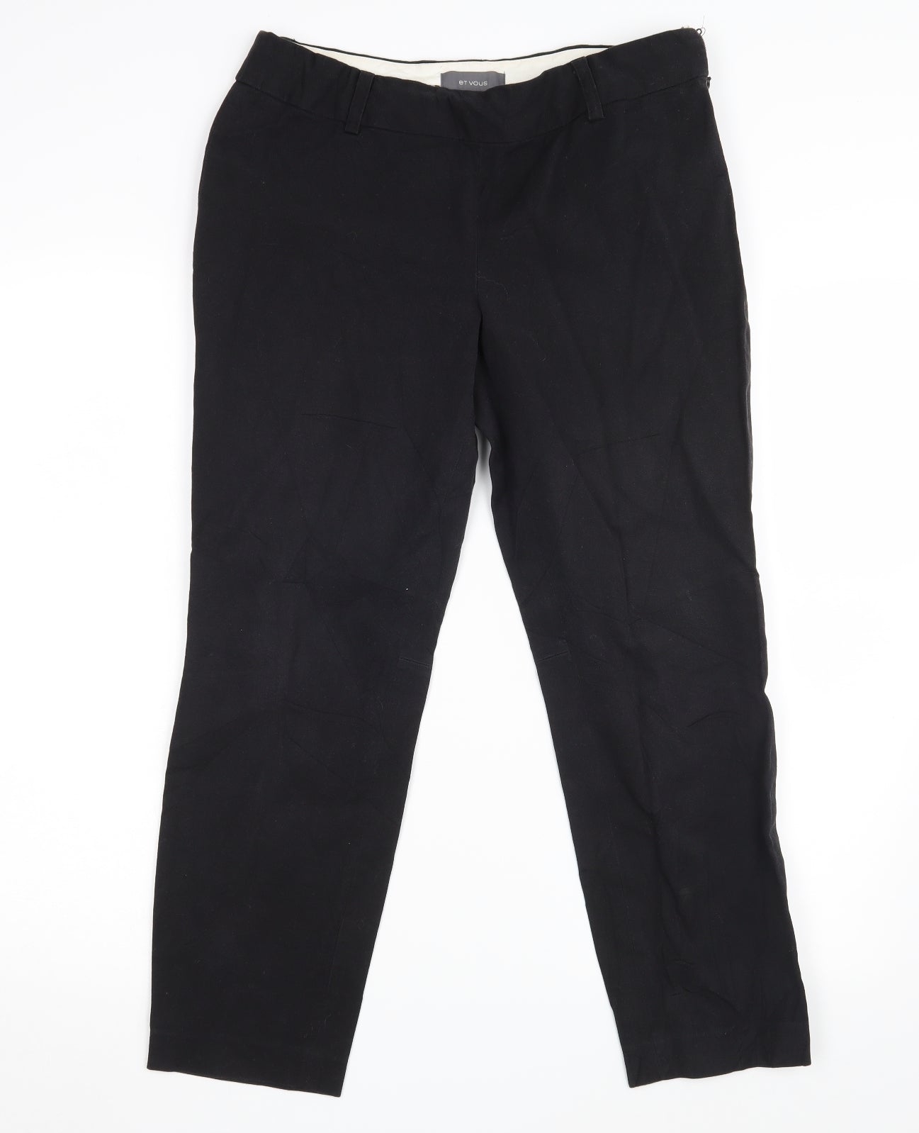 Et Vous Womens Black  Denim Cropped Trousers Size 10 L25 in