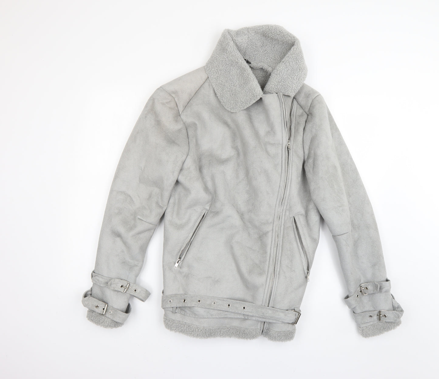 PRETTYLITTLETHING Womens Grey   Jacket Coat Size 14