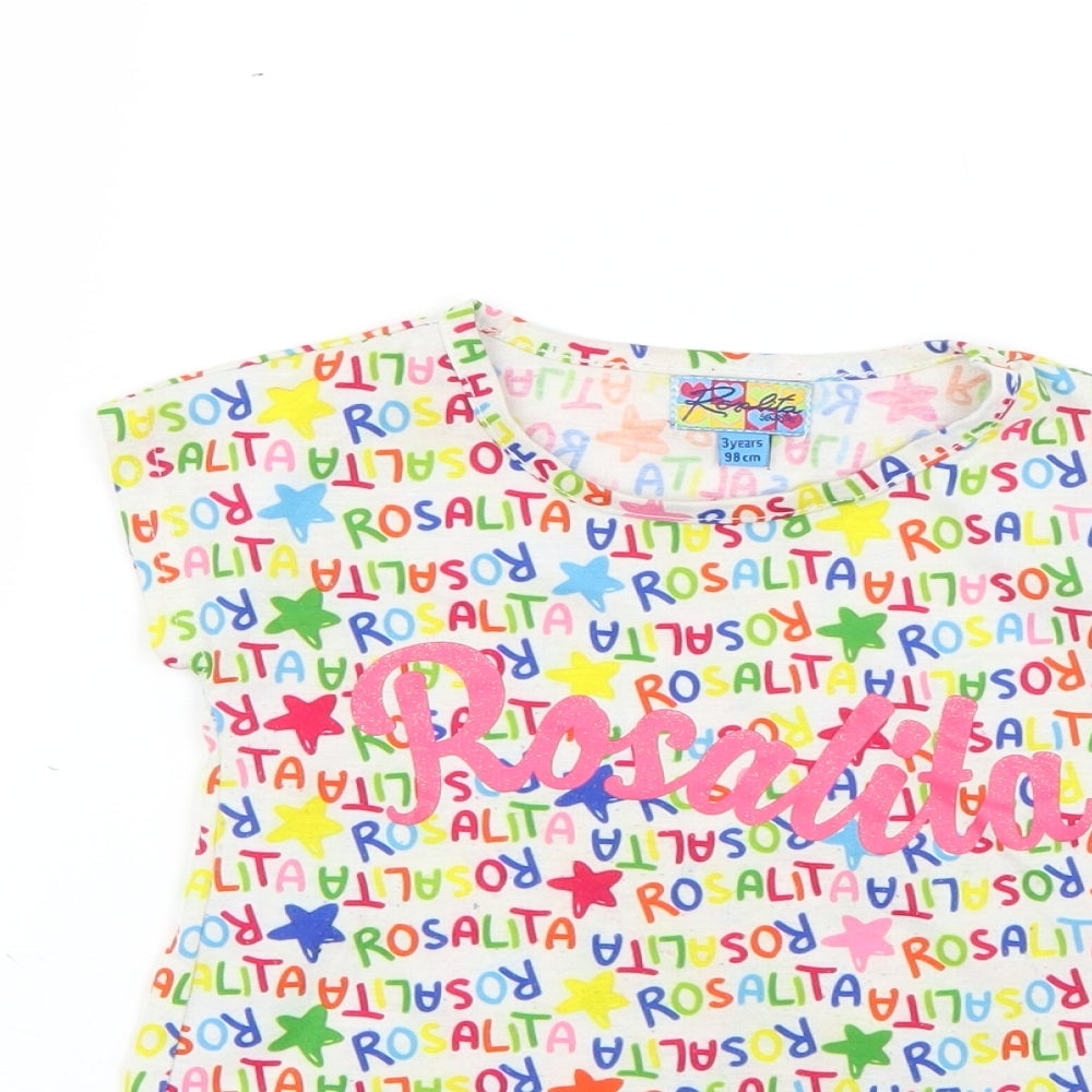 rosalita Girls Multicoloured Geometric  Basic T-Shirt Size 3 Years