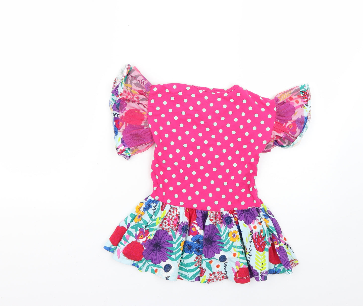 happy colege Girls Multicoloured Geometric  Fit & Flare  Size 2 Years
