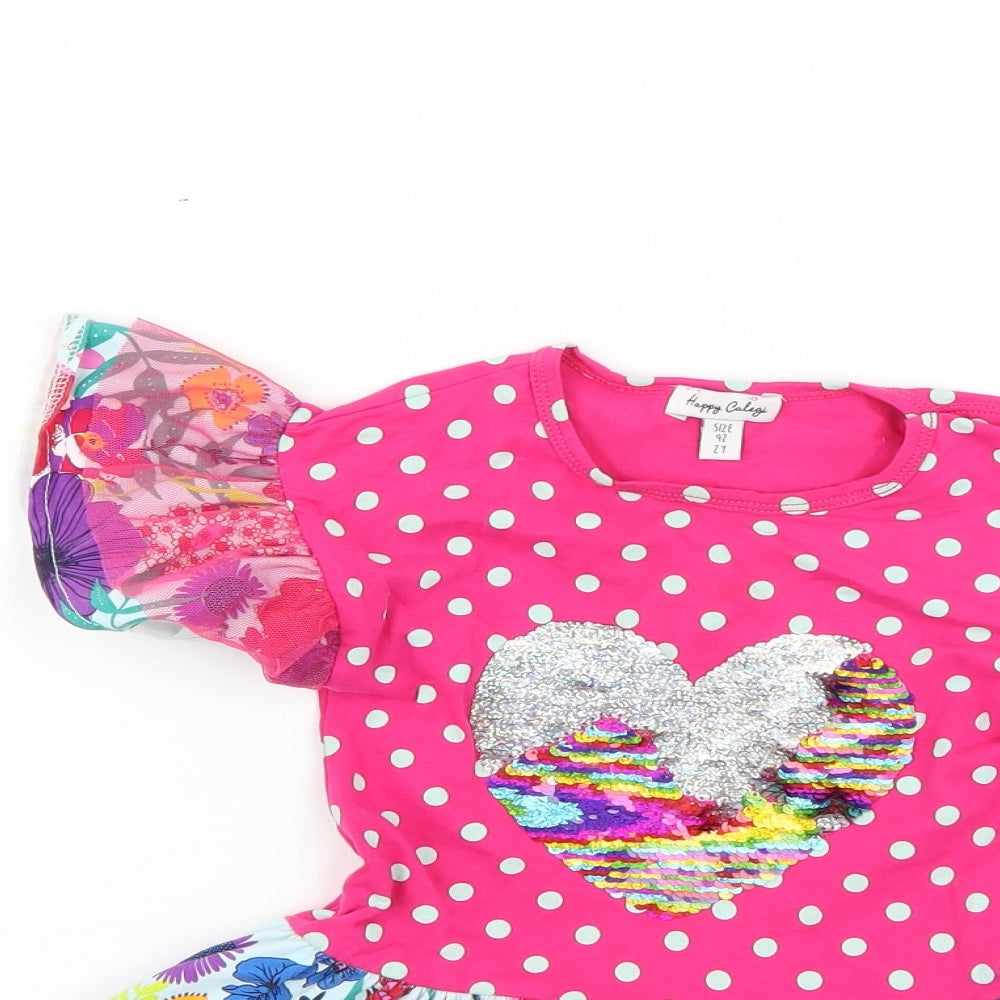 happy colege Girls Multicoloured Geometric  Fit & Flare  Size 2 Years