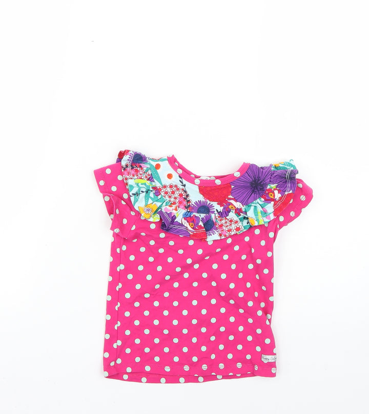 happy colege Girls Multicoloured Geometric  Basic T-Shirt Size 2 Years