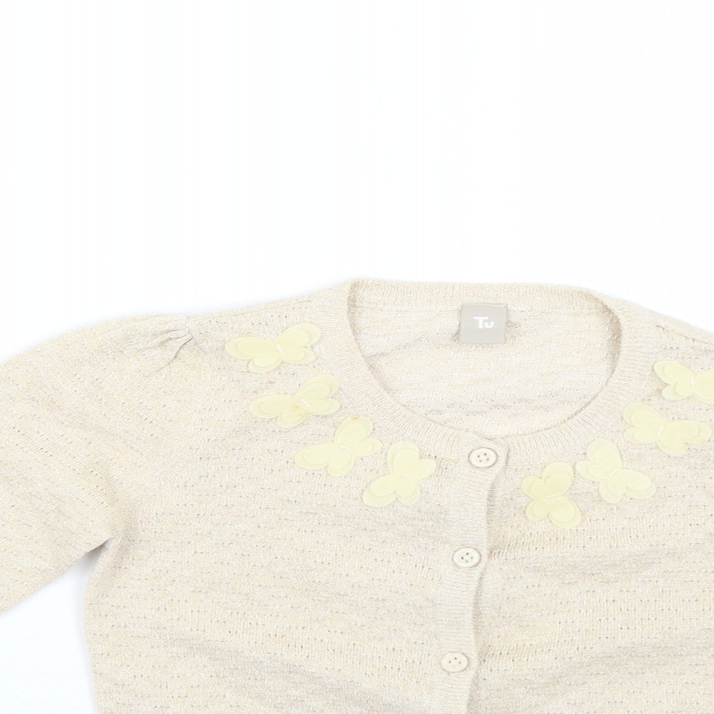 TU Girls Beige   Cardigan Jumper Size 3-4 Years