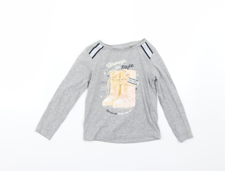 girls wear Girls Grey   Basic T-Shirt Size 10 Years