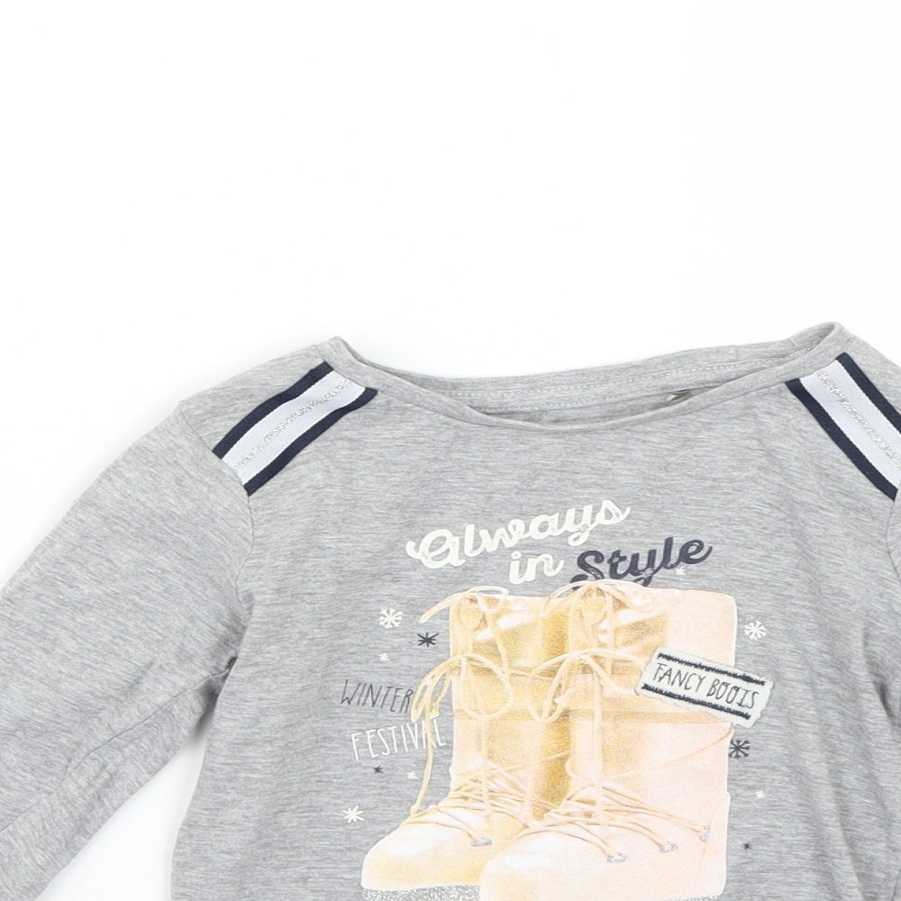 girls wear Girls Grey   Basic T-Shirt Size 10 Years