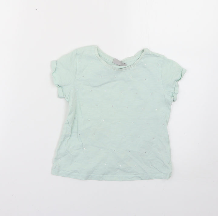 Matalan Girls Green Basic T-Shirt Size 4 Years