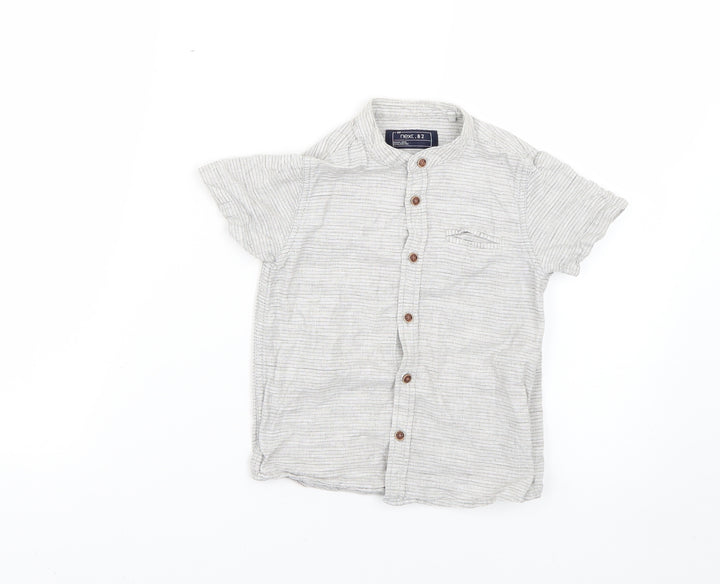 NEXT Boys Grey Striped  Basic Button-Up Size 2-3 Years