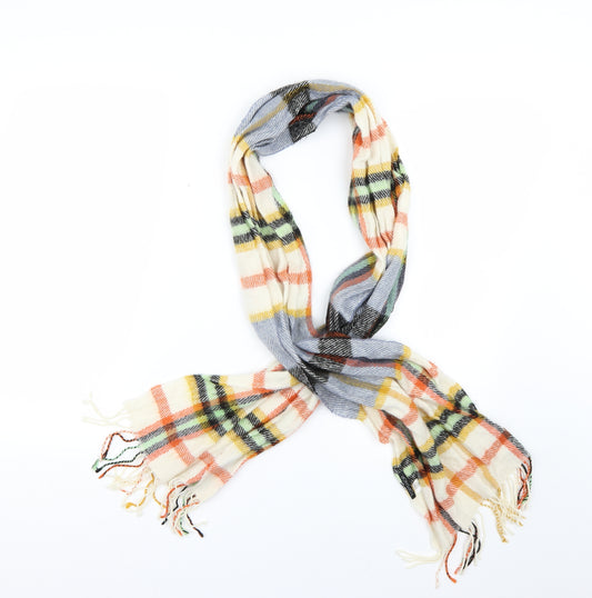 Front view of Preworn women’s multicoloured check scarf
