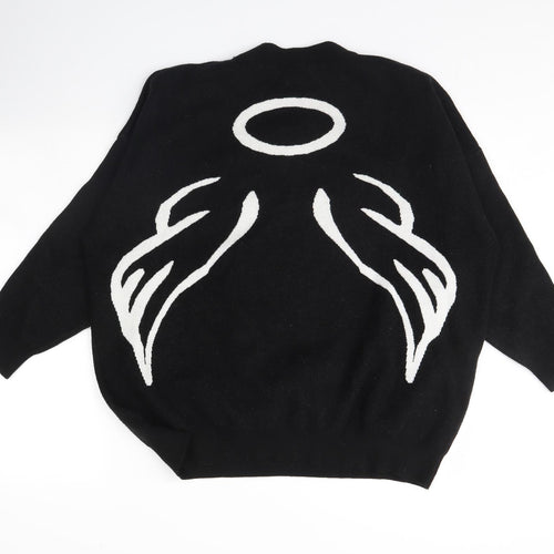U Womens Black   Pullover Jumper One Size  - Angel wings