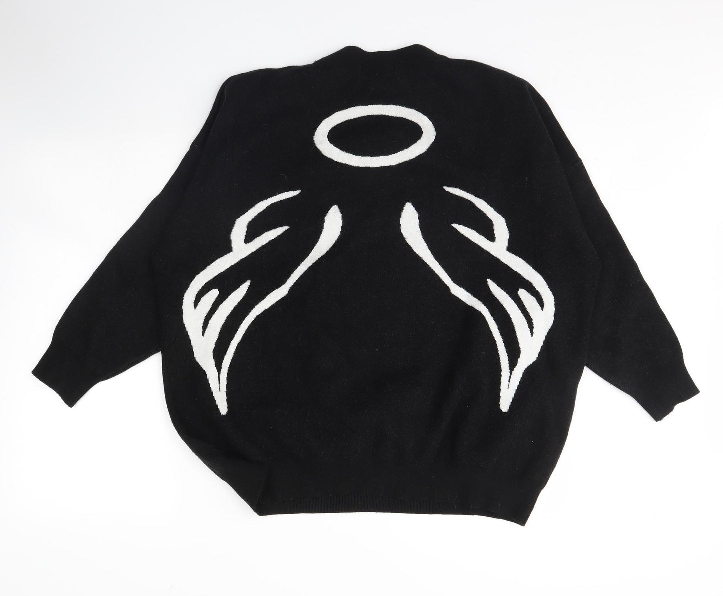 U Womens Black   Pullover Jumper One Size  - Angel wings