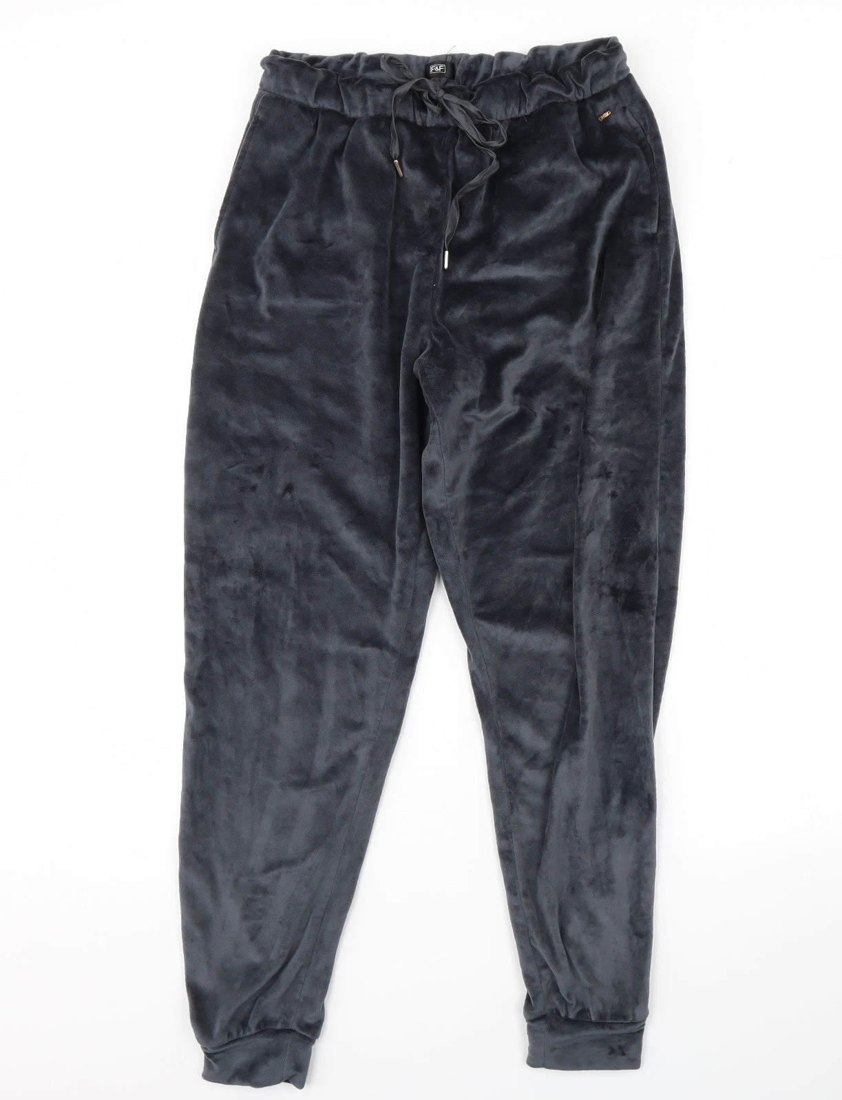 F&F Womens Grey  Velour Jogger Trousers Size 12 L29 in
