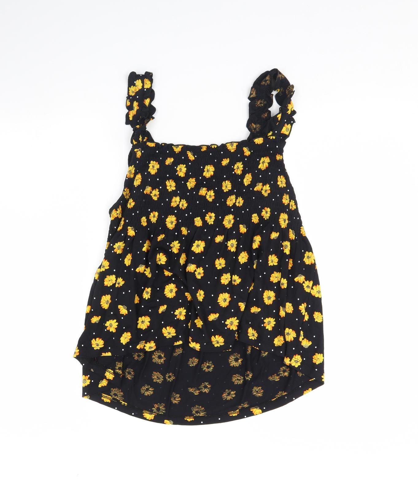 TU Womens Black Floral  Basic Tank Size 16