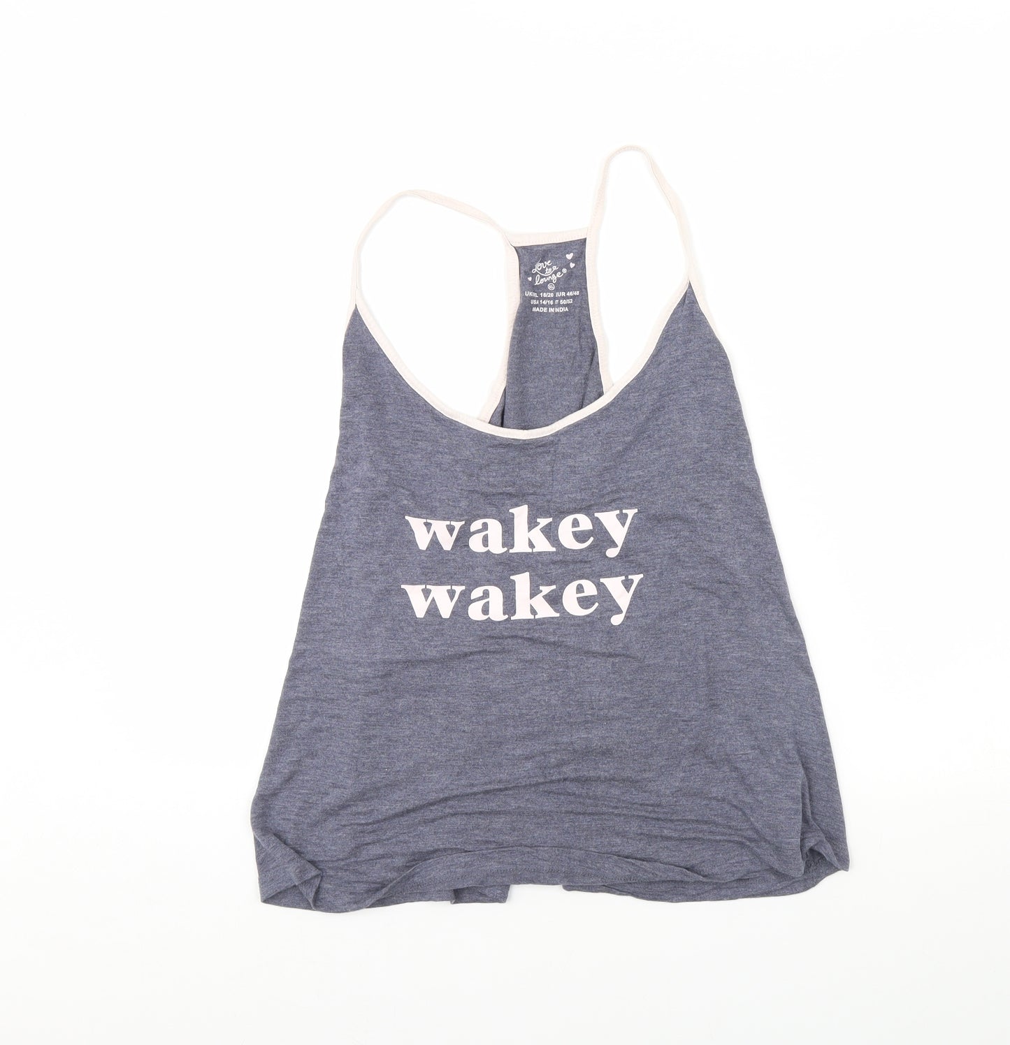 Love to lounge Womens Blue Solid  Cami Pyjama Top Size XL